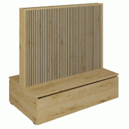 Gondole double face Vertigo T01 avec tiroir MDF noir et chêne clair 125x74x125cm
