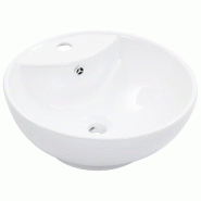Helloshop26 - Lavabo vasque salle de bain avec trop-plein diamètre 46,5 cm céramique blanc 02_0002612 - 3000101091539