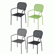Lot de 4 fauteuils avec accoudoirs en acier - 3 coloris disponibles - Dimensions 550x580x950 mm Lot de 4 fauteuils avec accoudoirs en acier - 3 coloris disponibles - Dimensions 550x580x950 mm