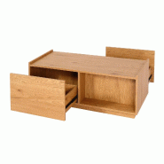 Mendler Table basse HWC-J78, Table de salon Table d'appoint Table de salon, tiroir, MDF 110x50x40cm ~ aspect chêne - marron Bois massif 86643+83205