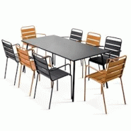 Oviala Business Ensemble table de jardin et 8 fauteuils en métal Caramel - marron acier 114622 Oviala Business Ensemble table de jardin et 8 fauteuils en métal Caramel - marron acier 114622