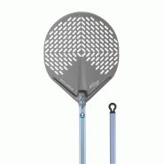 Pelle à pizza ronde perforée aluminium anodisé SHA 33x33 - Manche 150 cm - Gamme Evoluzione | GI.METAL