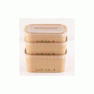 Saladier kraft rectangle avec couvercle RPET 1000 ml - SALADIER-KRAFT-RPET-1000