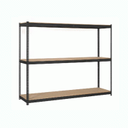 SimonRack Rayonnage industriel, 2000x1500x600 mm, 400 kg au point de flexion, 3 étagères bois, rayonnage garage, Anthracite/Bois- Ecoforte - noir m�