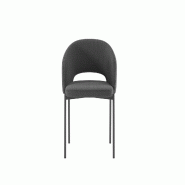 Stones Tabouret de cuisine Fox avec assise rembourrée en tissu beige et structure en métal noir, design moderne et élégant - Fox - gris multi-mat�