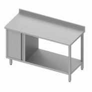 Table de travail inox adossée avec placard à gauche et étagère 1300... - P930506130