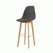 Tabouret de bar avec piètement empilable - Assise en tissu Bois/Gris foncé (Lot de 4) - Feros - 6096735412410 Tabouret de bar avec piètement empilable - Assise en tissu Bois/Gris foncé (Lot de 4) - Feros - 6096735412410