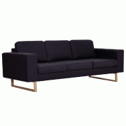 VidaXL Canapé à 3 places Tissu Noir Modèle Lascaux - 281390