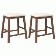 VidaXL chaises de bar avec coussins 2 pcs marron bois massif d'hévéa Modèle Apex Cuisine - blanc 4102576_0