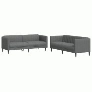 VidaXL Ensemble de canapés 2 pcs gris foncé tissu Modèle Elmontia - 3209239