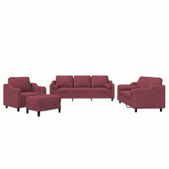 VidaXL Ensemble de canapés 4 pcs avec coussins rouge bordeaux tissu Modèle Helios Ligne - 3201800