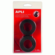 Apli Lot de 2 bandes auto-agrippantes scratch , adhésives, 20mm x 1m, noir - 8410782136569