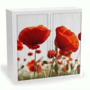 Armoire à rideaux avec décor nature - EasyOffice. - Coquelicots, Basse_0
