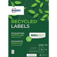 Avery LR7163 Etiquettes auto-adhésives d'adresses recyclées, faciles à décoller, 99,1 X 38,1 mm - 100 feuilles, 14 étiquettes par feuilles A4 - Blanches Avery LR7163 Etiquettes auto-adhésives d'adresses recyclées, faciles à décoller, 99,1 X 38,1 mm - 100 feuilles, 14 étiquettes par feuilles A4 - Blanches