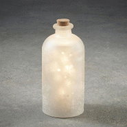 Bouteille blanc givré avec flocons animés 12 leds  Ø 11 x H 24 cm
