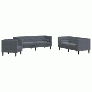 Canapé de salon 3 pcs Gris foncé 194 x 74,5 x 70,5 cm Velours Modèle Vega StudioDesk Prime - Matériau naturel 8721288739841