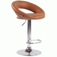 CLP Tabouret de bar Olinda en similicuir Marron clair/Chrome - marron polyester 312894 CLP Tabouret de bar Olinda en similicuir Marron clair/Chrome - marron polyester 312894