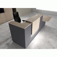 Comptoir d'accueil bi-colore avec PMR Delta et réhausse - 242, Droite, Non, Anthracite, Acacia clair_1