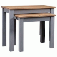 Décoshop26 - Lot de 2 tables d'appoint gigognes en bois de pin gris et naturel DEC032690 - 3000259107656 Décoshop26 - Lot de 2 tables d'appoint gigognes en bois de pin gris et naturel DEC032690 - 3000259107656