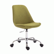Décoshop26 - Chaise de bureau tabouret de travail sur roulettes hauteur réglable en tissu vert et métal chromé 10_0002687 - métal 3000251159301