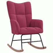 Décoshop26 - Fauteuil à bascule d'allaitement rembourré relax pour salon en velours rouge bordeaux DEC029081 - rouge 3000257203824