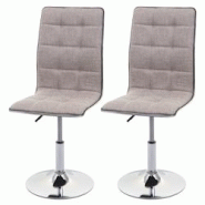 Décoshop26 - Lot de 2 chaises à manger cuisine réglable en hauteur en tissu gris crème design chic et élégant 04_0000350 - gris 3000252758985 Décoshop26 - Lot de 2 chaises à manger cuisine réglable en hauteur en tissu gris crème design chic et élégant 04_0000350 - gris 3000252758985