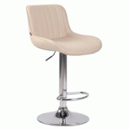 Décoshop26 - Tabouret de bar chaise haute x1 en PVC crème coutures verticales support en métal chromé 10_0005094 - 3000252460093 Décoshop26 - Tabouret de bar chaise haute x1 en PVC crème coutures verticales support en métal chromé 10_0005094 - 3000252460093