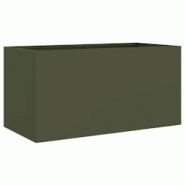 Helloshop26 - Jardinière bac lit surélevé plantes fleurs terrasse jardin olive 62 x 30 x 29 cm acier vert 02_0038705 - 3000217932429 Helloshop26 - Jardinière bac lit surélevé plantes fleurs terrasse jardin olive 62 x 30 x 29 cm acier vert 02_0038705 - 3000217932429