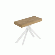 Itamoby Console Extensible 90X40/196 Cm Saki Small Chêne Nature Pieds Blancs - marron VE090COSAKSMA-QN-BI