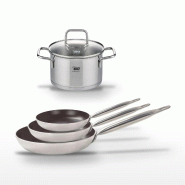 Lot de 3 Poêles 24/28/32 cm Elo Bistro Line et Faitout 12 cm - gris 3176239968910