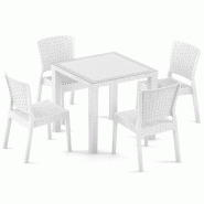 Mod. ANTARES Ensemble table et 4 chaises blanches pour l'extérieur, idéal pour jardin, terrasse, bar, restaurant - blanc 979