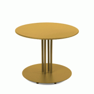 Oviala Business Table basse de jardin ronde en métal Ø50x38 cm jaune Oviala - jaune acier 114126