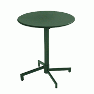 Oviala Business Table de terrasse ronde bistrot avec plateau rabattable vert forêt - vert acier 114285