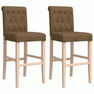 VidaXL Chaises De Bar Lot De 2 Bois Massif D Hévéa Et Tissu - gris 4006220 VidaXL Chaises De Bar Lot De 2 Bois Massif D Hévéa Et Tissu - gris 4006220