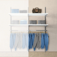 Élément suivant Global chrome 2 tablettes blanc + 1 penderie L90xH240cm