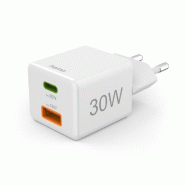 Chargeur rapide USB-C Hama PD 30W, Blanc - Qualcomm Quick - 4047443516527