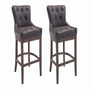CLP Lot de 2 Tabourets de bar Lakewood en véritable Cuir Marron/Antique - marron cuir 304570