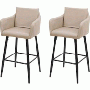 Décoshop26 - Lot de 2 tabourets de bar avec repose-pieds en synthétique taupe et métal noir TDB04064 - noir 3001093269609 Décoshop26 - Lot de 2 tabourets de bar avec repose-pieds en synthétique taupe et métal noir TDB04064 - noir 3001093269609