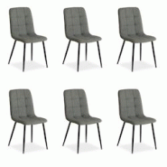 Décoshop26 - Lot de 6 chaises de salle à manger cuisine confortable et moderne en tissu gris pieds en métal noir CDS06301 - gris 3000430769604 Décoshop26 - Lot de 6 chaises de salle à manger cuisine confortable et moderne en tissu gris pieds en métal noir CDS06301 - gris 3000430769604