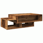 Décoshop26 - Table basse avec 3 compartiments 105 x 55 x 32 cm bois d'ingénierie marron style vieilli DEC040207 - marron Bois massif 3000264803543