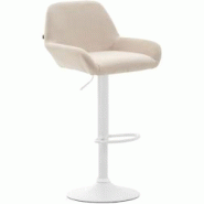 Décoshop26 - Tabouret de bar x1 repose-pieds en forme d'arc en métal blanc assise en tissu crème 10_0004549 - blanc 3000252168890 Décoshop26 - Tabouret de bar x1 repose-pieds en forme d'arc en métal blanc assise en tissu crème 10_0004549 - blanc 3000252168890