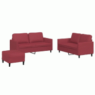 Ensemble de canapés 3 pcs et coussins Rouge bordeaux Similicuir Modèle Sirius Moderne Plus - 8721012067257