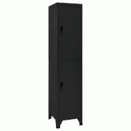 Helloshop26 - Armoire à casiers moderne robuste rangement bureau 38 x 45 x 180 cm en acier noir 02_0046994 - noir acier 3000234537027