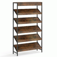 Helloshop26 - étagère à 6 niveaux 90 x 30 x 161 cm grand espace de rangement design industriel en bois brun rustique métal noir 20_0017268 - 30002