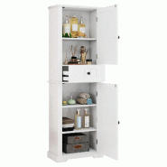Merax armoire haute de salle de bain 56.0 x 28.0 x 167.3 cm, blanc, avec rangements et tablettes reglables - blanc Bois manufacturé N877P422765K
