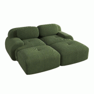 Merax Canapé modulaire en corde 2 places avec 2 tabourets, canapé nuage sans cadre, près du sol avec assise profonde, peut également être utilis�_0