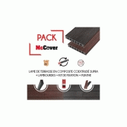 Pack 1 m² - Lames de terrasse composite coextrudé Supra avec accessoires (4 coloris) 3600 x 145 x 23 mm - Coloris Acajou