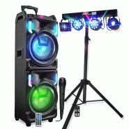 Pickering MEGA Enceinte Autonome 800W MS01XXL USB Bluetooth, Effets LED, Microphone SONO KARAOKE DJ, Portique LUMIERES pour Anniversaire - 36666380365