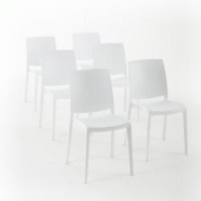 RATTATAN Set 6 Chaises en polypropylène avec fibre de verre empilables pour extérieur et jardin, bar et restaurant, cuisine design moderne - CARMEN RATTATAN Set 6 Chaises en polypropylène avec fibre de verre empilables pour extérieur et jardin, bar et restaurant, cuisine design moderne - CARMEN