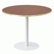 RestooTab - Table Rome XL blanc Ø110cm rosso jaipur fenix chants couleur laiton - rouge Bois manufacturé TB-ROMXL1-R110M-ROSS.J-LAI